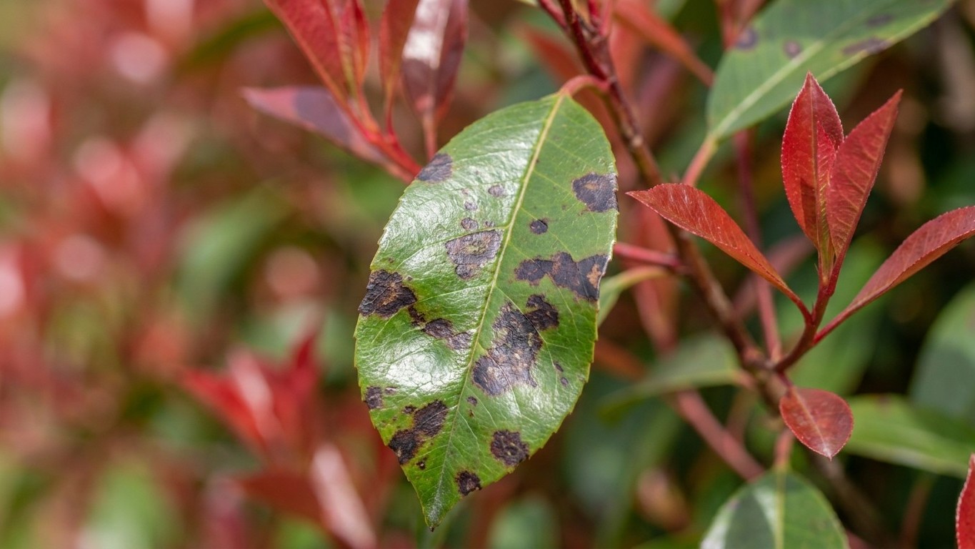 J'ai mis de l'engrais au pied de ma haie de photinia en mai pour garder les pousses rouges : en trois semaines, elles avai...