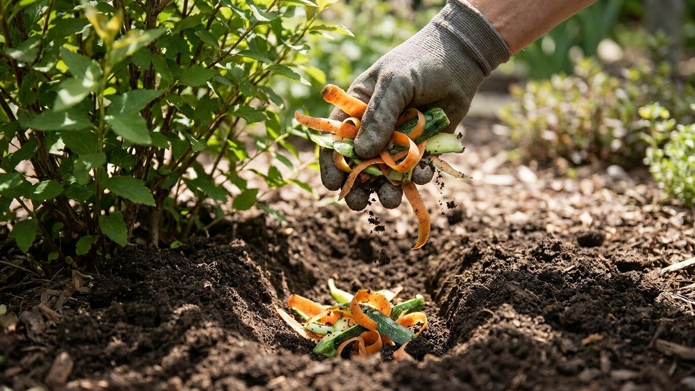 Les anciens enfouissaient ce déchet de cuisine au pied de la haie : ils n'arrosaient plus de tout l'été
