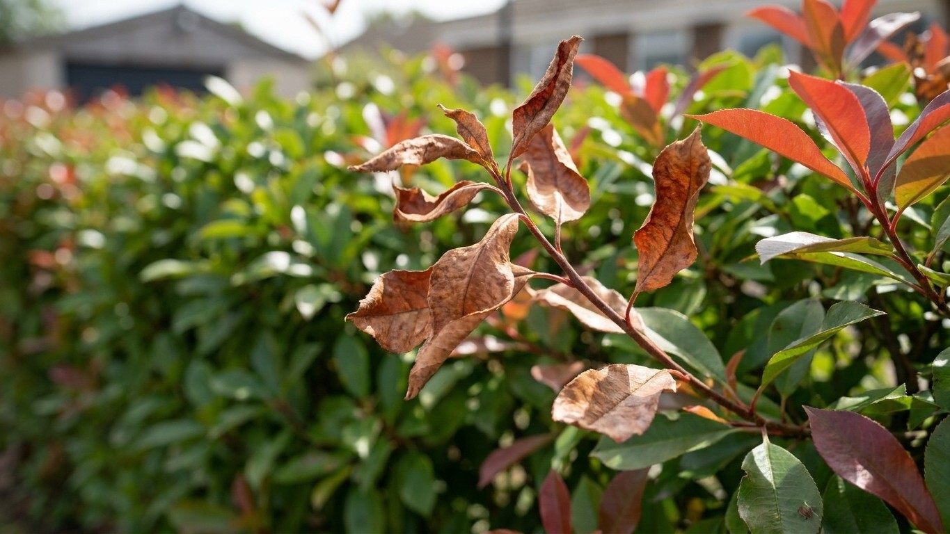 J'ai taillé ma haie de photinia en pleine chaleur juste pour la rafraîchir : quand j'ai vu les feuilles brunir quelques jo...