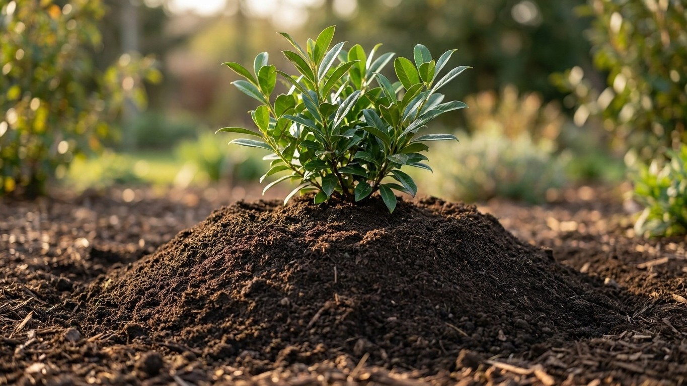 Mon voisin plante toujours ses lauriers-palmes sur une petite butte de terre et ce n'est pas pour les faire monter plus vite
