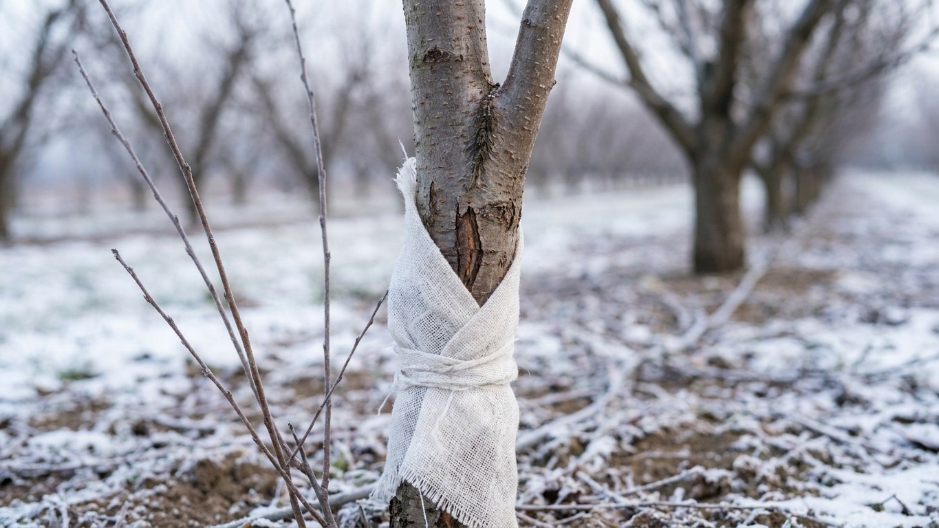 Protéger jeune arbre fruitier hiver : les 3 gestes qui évitent le gel des greffes