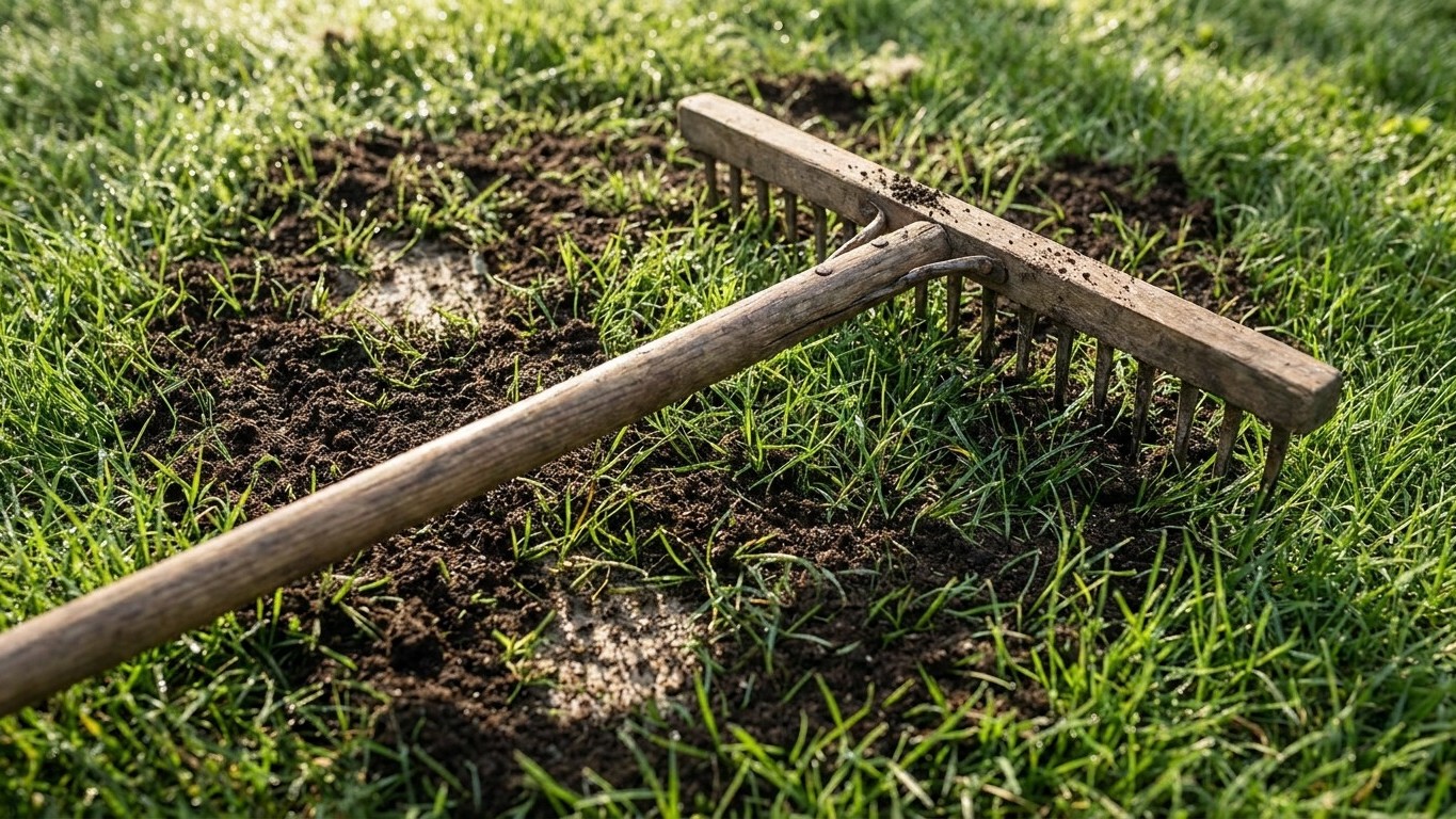Renovation de gazon en fin dete : regarnissage, terreautage et sursemis