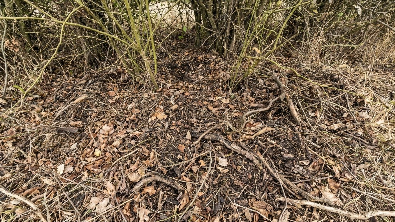 Broyeur et débroussailleuse au pied d'une haie champêtre : attendez les premières gelées, ce qui s'y installe dès septembr...