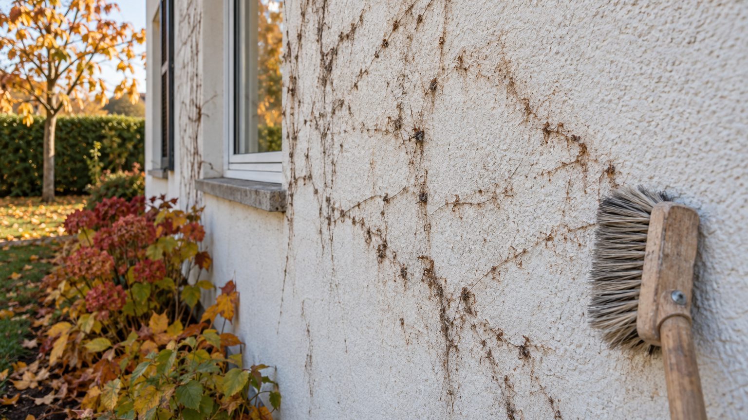 « Je pensais bien faire en arrachant le lierre du voisin sur ma façade » : pourquoi mon crépi garde encore ces traces brun...