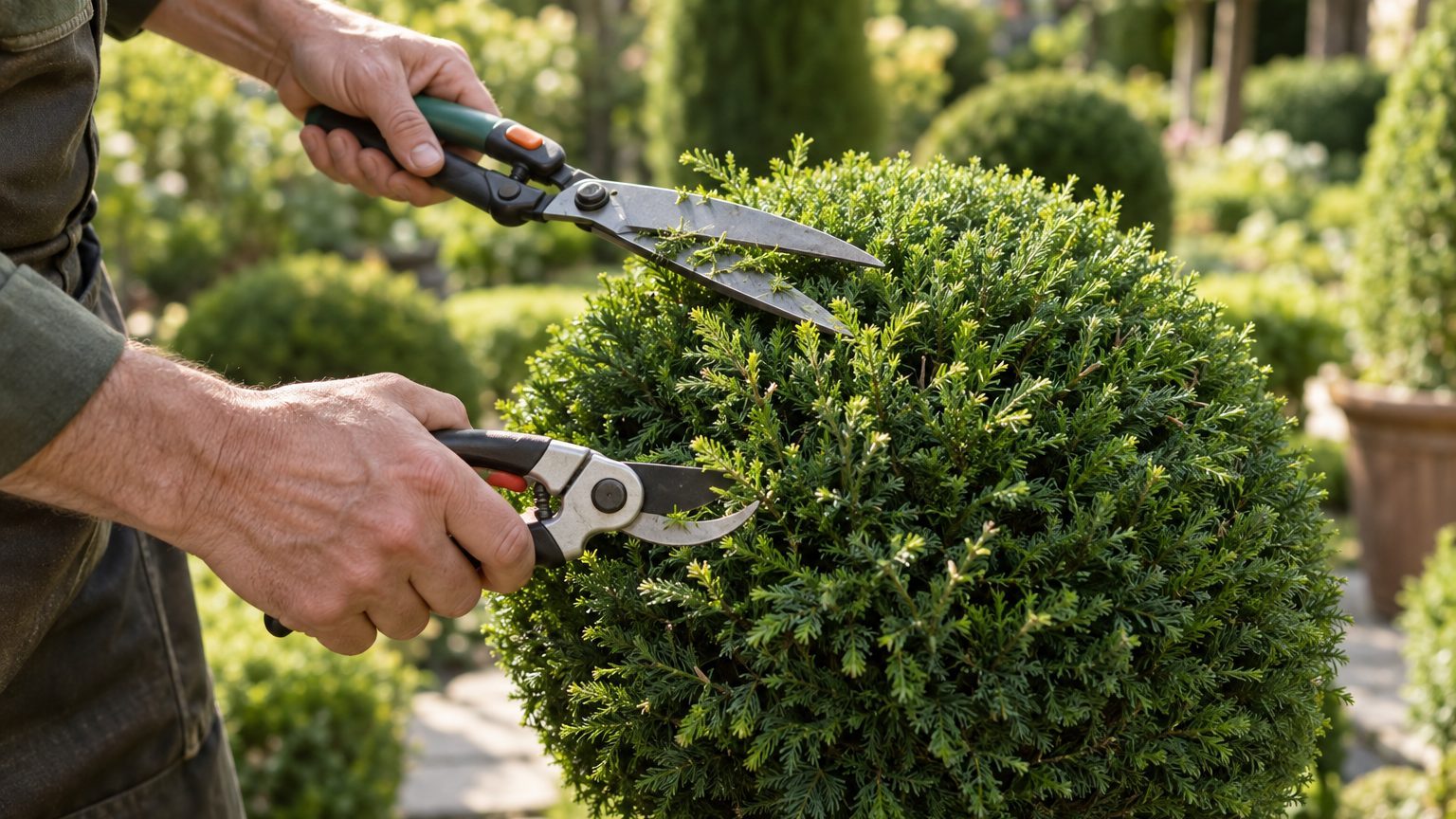 Tailler un conifère en boule ou en spirale : méthode, période et risques