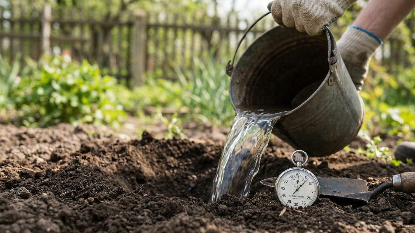 Versez un seau d'eau au fond du trou de plantation et regardez combien de temps il met à descendre : c'est le test que les...