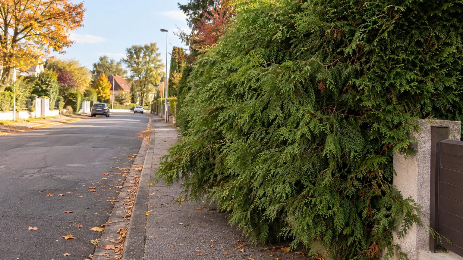 Deux voisins laissent chacun leurs thuyas déborder sur la route communale : un seul reçoit la facture de l'élagueur envoyé...