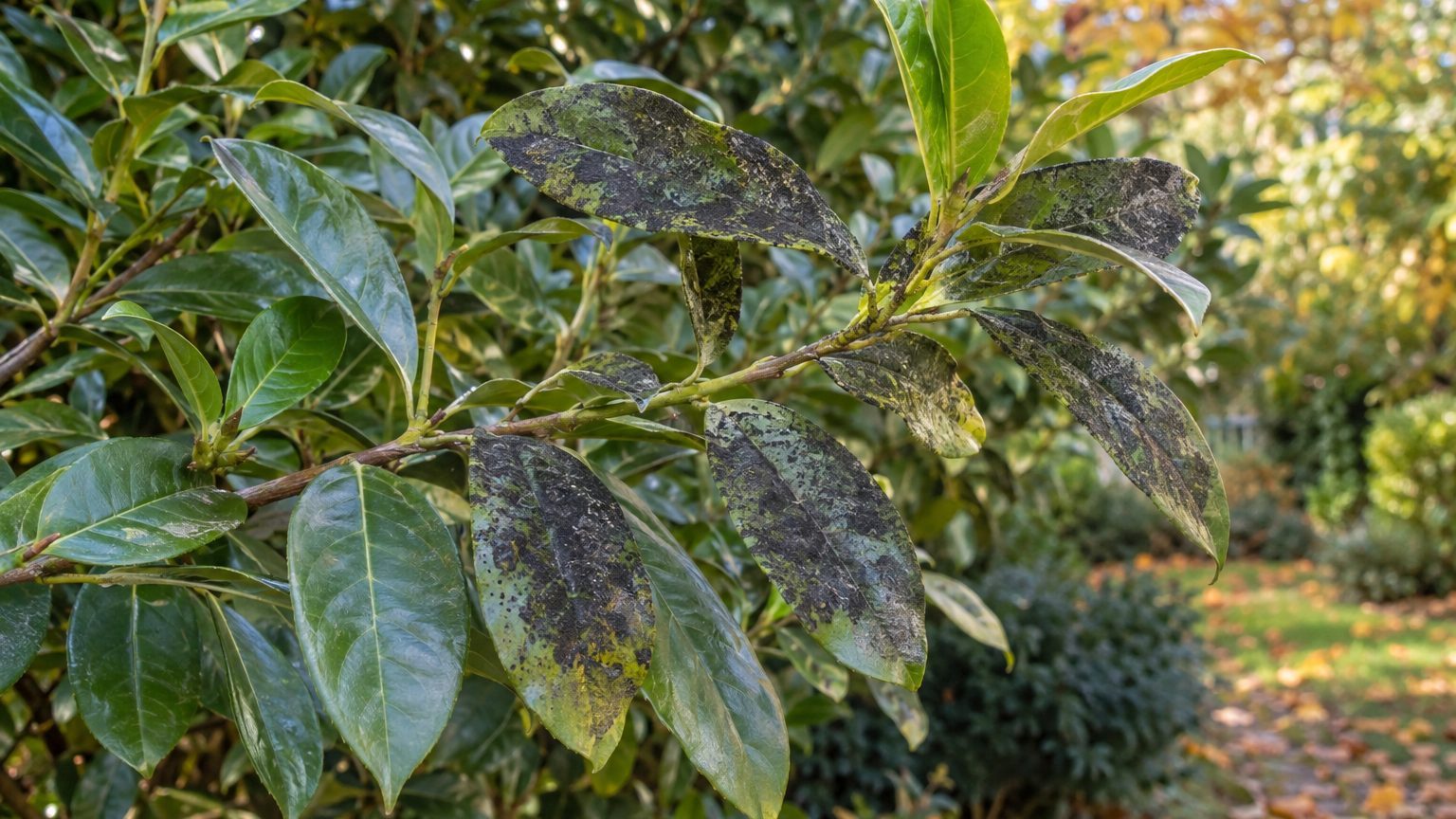 Feuilles noires sur le laurier palme : la fumagine, sa cause et comment s'en débarrasser
